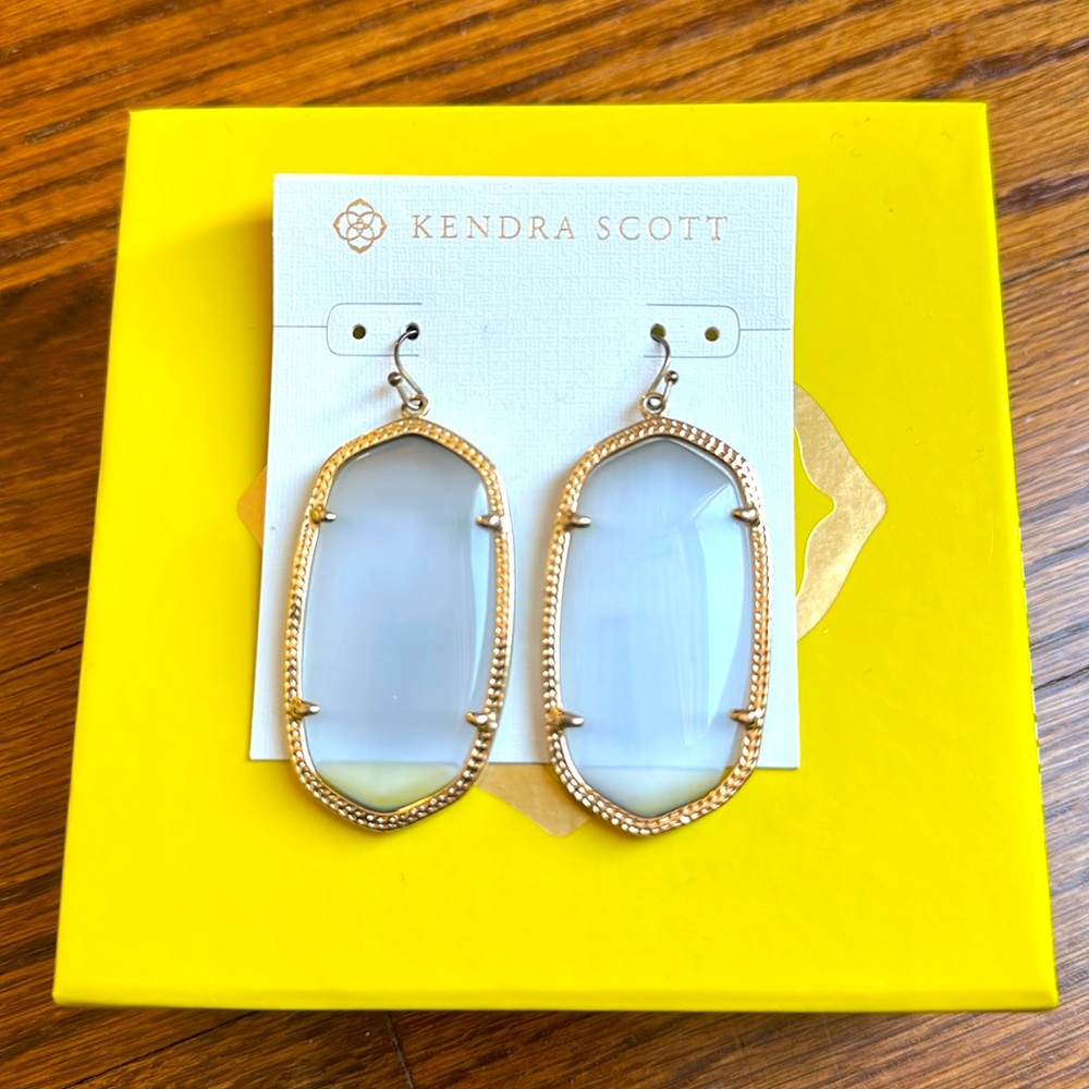 Kendra Scott Danielle Earrings in Slate Gray Catseye with gold frames